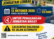 Jembatan Muara Lembak Ditutup 23 Hari Mulai 13 Oktober, Lalu Lintas Dialihkan