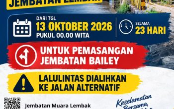 Jembatan Muara Lembak Ditutup 23 Hari Mulai 13 Oktober, Lalu Lintas Dialihkan